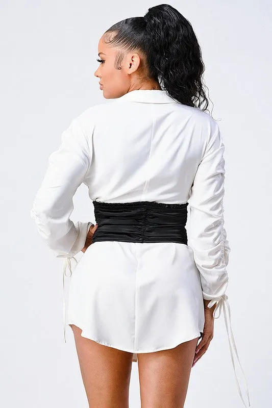 RUCHED SATIN LACE-UP CORSET BELT sold by privy product image thumbnail 3