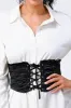RUCHED SATIN LACE-UP CORSET BELT sold by privy