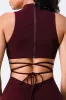 TRENDY STRAP-TIE BACK ZIP-UP BODYCON JUMPSUIT sold by privy
