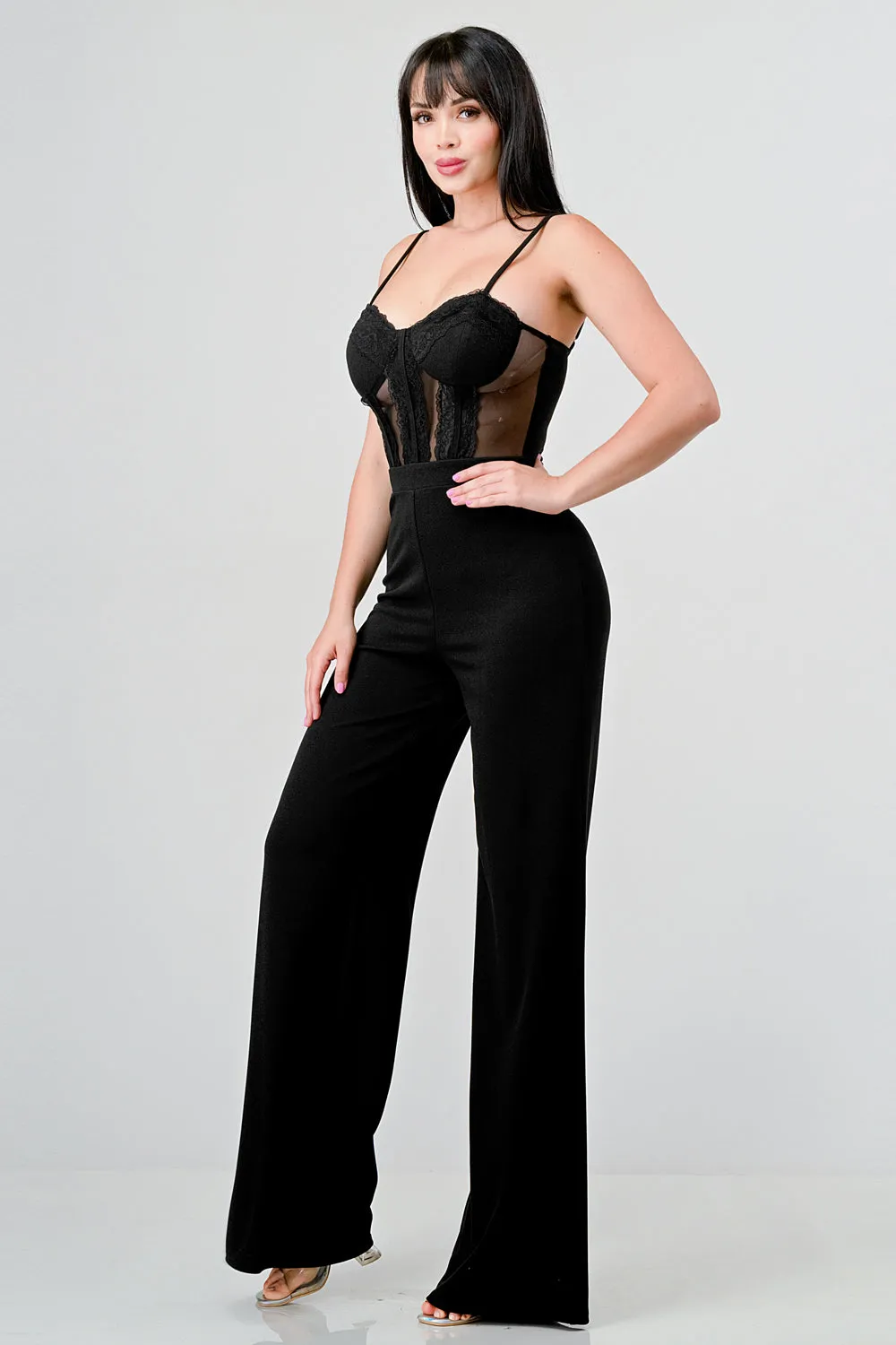 LUXE LACE SWEETHEART MESH CONTRAST JUMPSUIT sold by privy product image thumbnail 2