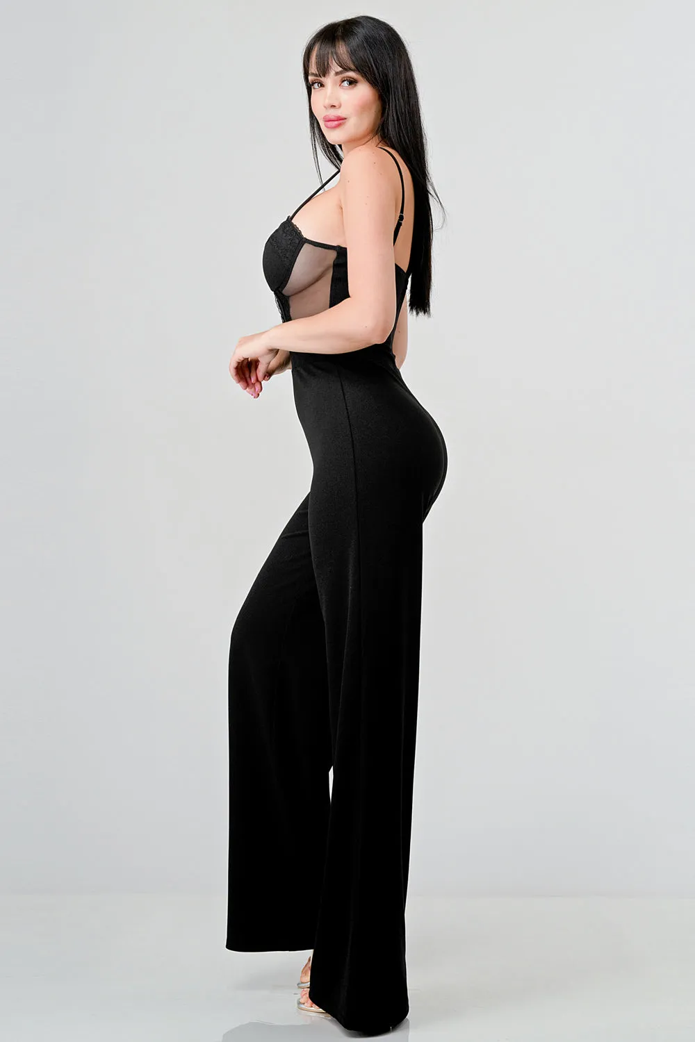 LUXE LACE SWEETHEART MESH CONTRAST JUMPSUIT sold by privy product image thumbnail 3