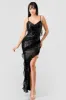 LUXE SEQUINS SHEER WAVE BODYCON SLITTED MAXI DRESS sold by privy