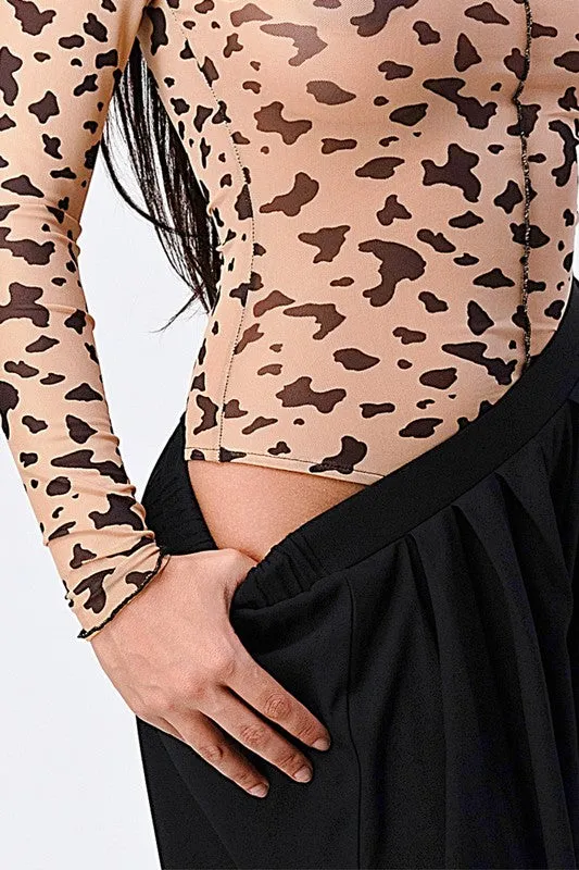 SEXY SHEER LEOPARD PRINT LETTUCE HEM BODYSUIT sold by privy product image thumbnail 4