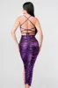 SEXY LIQUID FOILD DRAWSTRING LACE BACK MAXI DRESS sold by privy