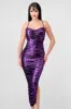 SEXY LIQUID FOILD DRAWSTRING LACE BACK MAXI DRESS sold by privy