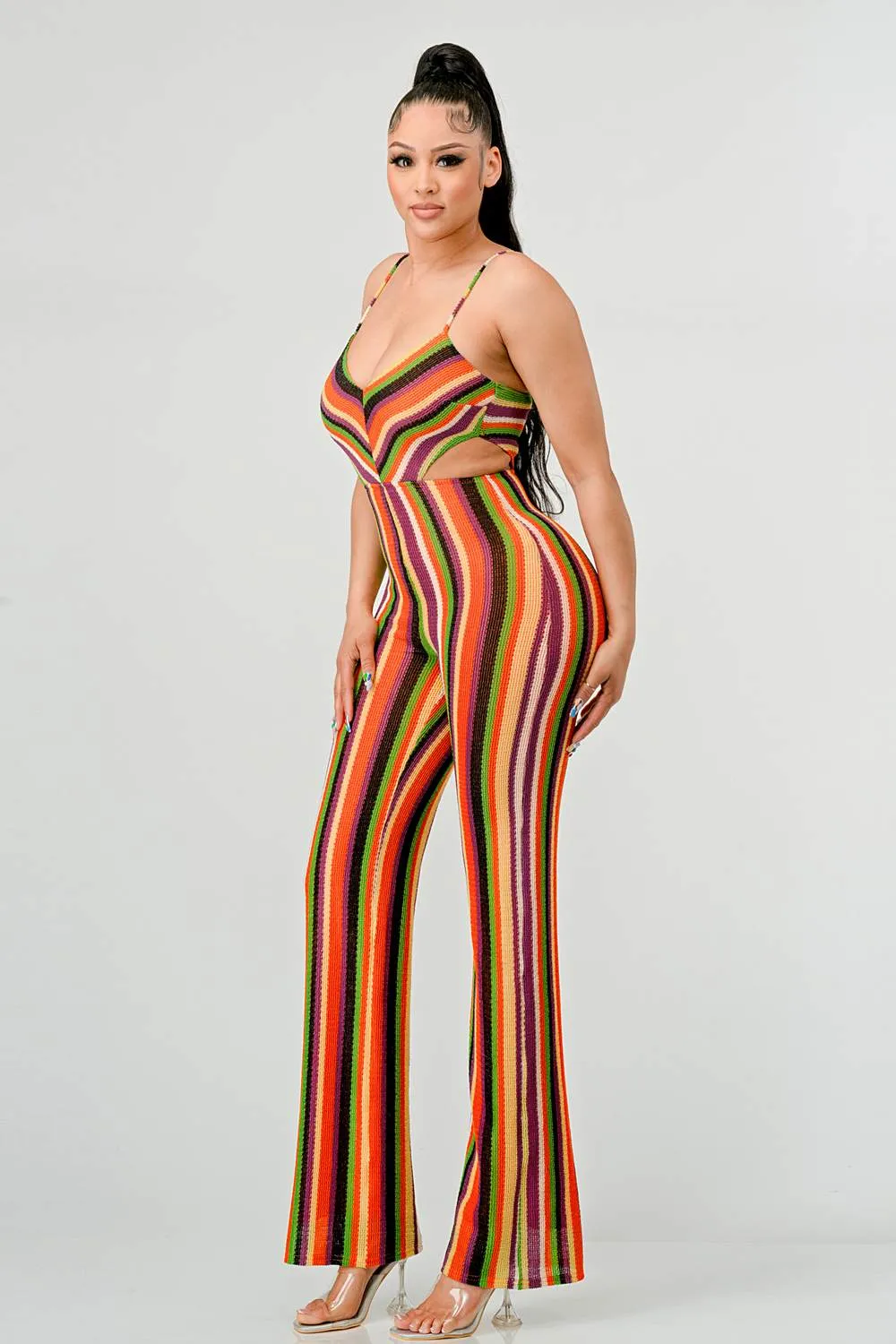 MULTI COLOR CROCHET KNIT SIDE CUTOUTS JUMPSUIT sold by privy product image thumbnail 2