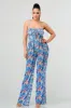WATERCOLOR PRINT MOSS CREPE KNIT WIDE-LEGS JUMPSUIT sold by privy
