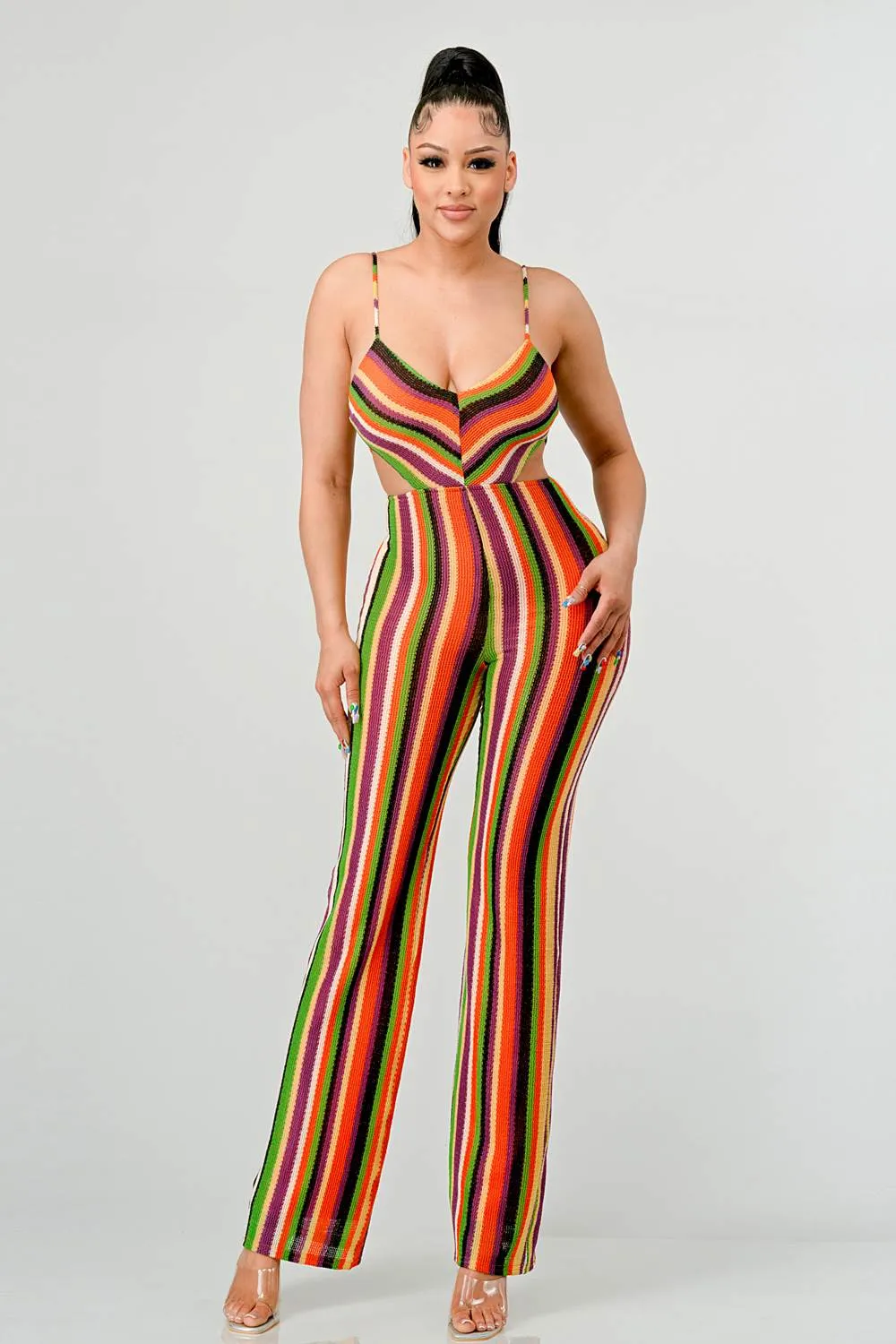 MULTI COLOR CROCHET KNIT SIDE CUTOUTS JUMPSUIT sold by privy product image thumbnail 4