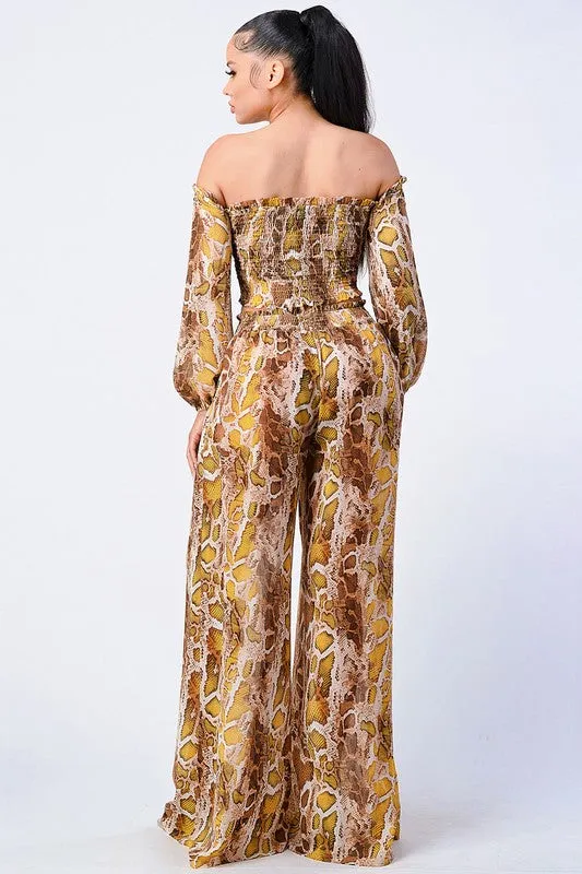 SEXY PYTHON OFF SHOULDER TOP AND WIDE PANTS SET sold by privy product image thumbnail 4