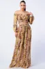 SEXY PYTHON OFF SHOULDER TOP AND WIDE PANTS SET sold by privy
