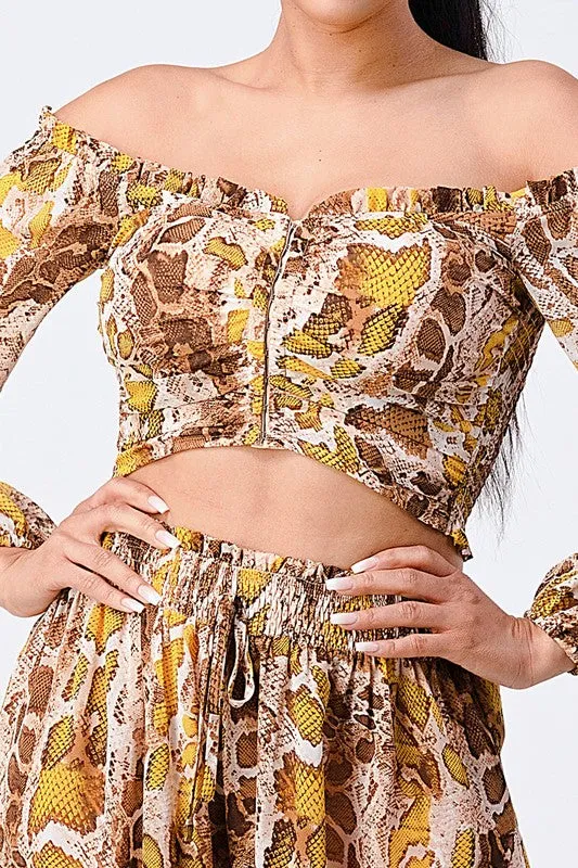 SEXY PYTHON OFF SHOULDER TOP AND WIDE PANTS SET sold by privy product image thumbnail 5