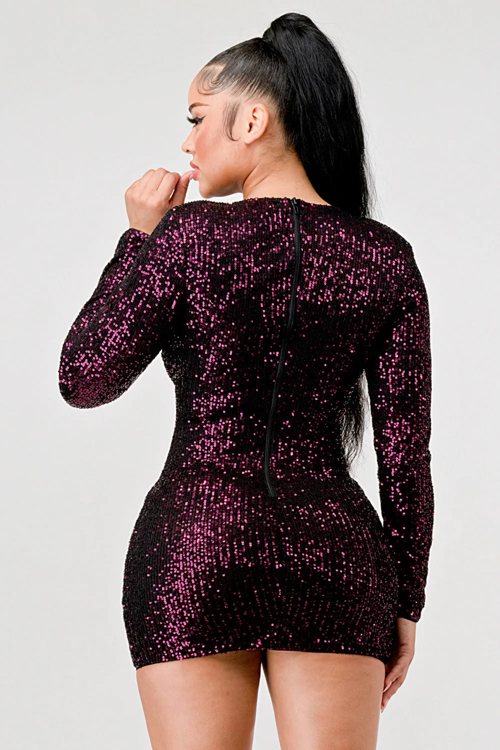 SUPER STRECH SEQUINS SHEER CUTOUTS MINI DRESS sold by privy product image thumbnail 3