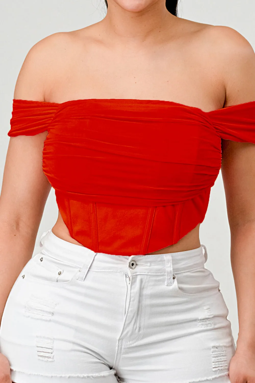 LUXE OFF SHOULDER MESH COVER LAYERED BUSTIER TOP sold by privy product image thumbnail 4