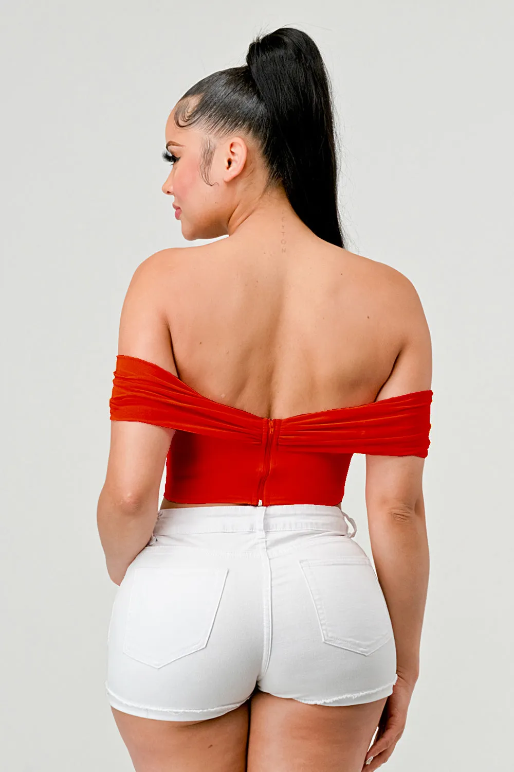 LUXE OFF SHOULDER MESH COVER LAYERED BUSTIER TOP sold by privy product image thumbnail 2