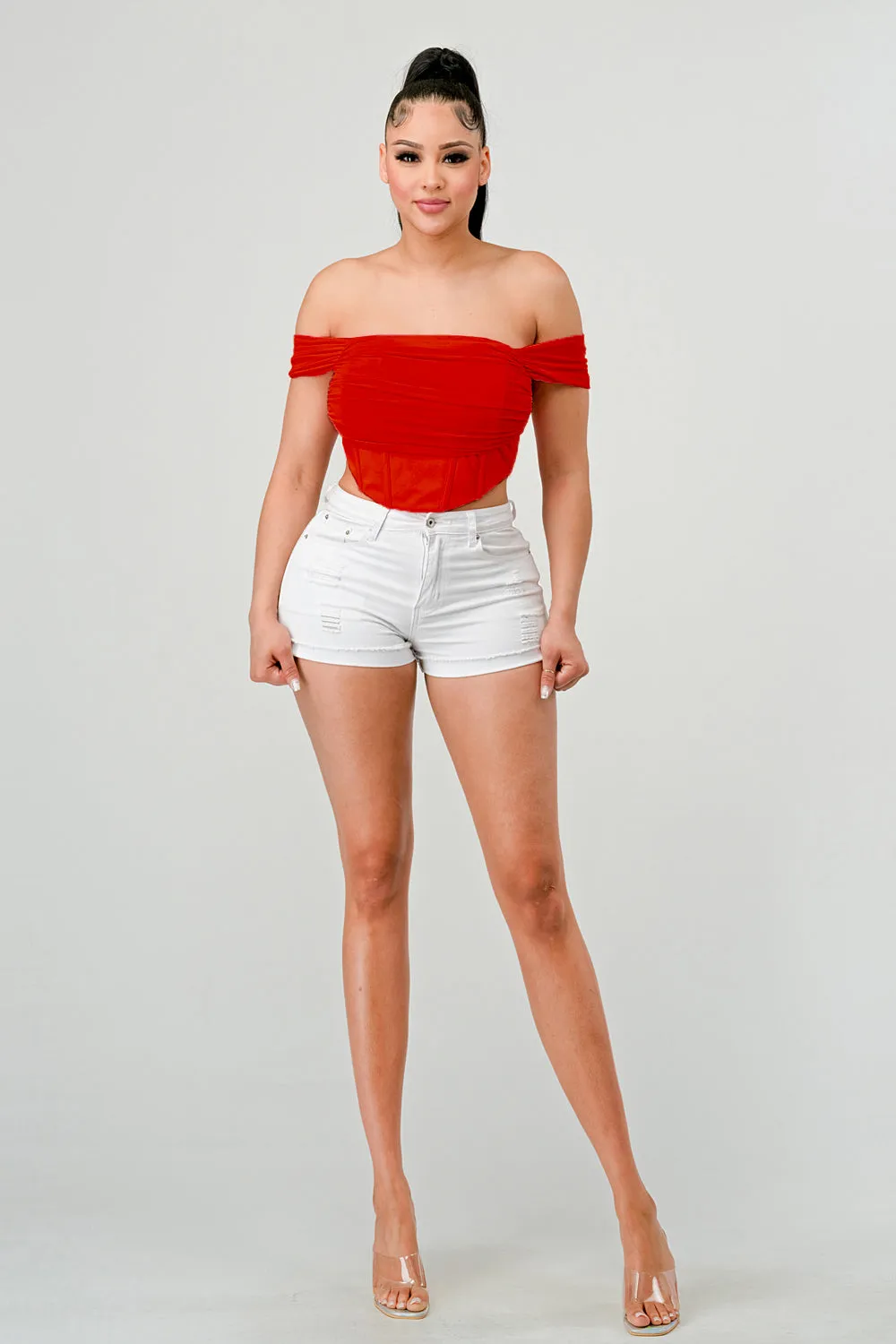 LUXE OFF SHOULDER MESH COVER LAYERED BUSTIER TOP sold by privy product image thumbnail 3