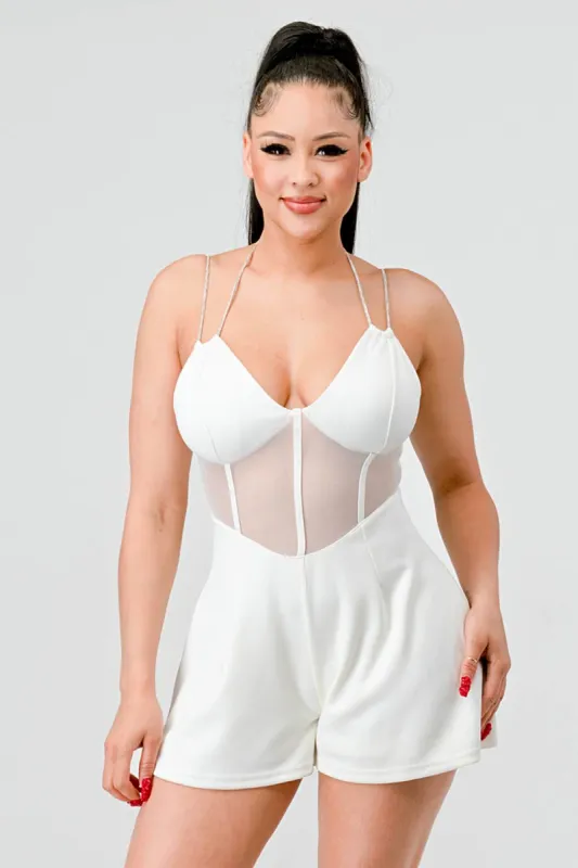 LUXE SWEETHEART DOUBLE RHINESTONE STRAPS ROMPER sold by privy