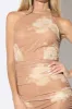 ROMANTIC FLORAL PRINT MESH HALTER MIDI DRESS sold by privy