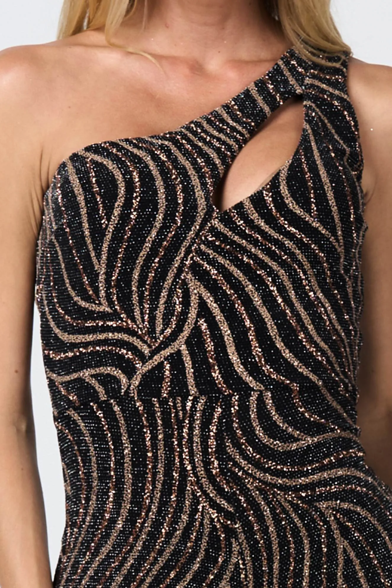 LUXE METALLIC GLITTER LUREX ONE SHOULDER JUMPSUIT sold by privy product image thumbnail 5