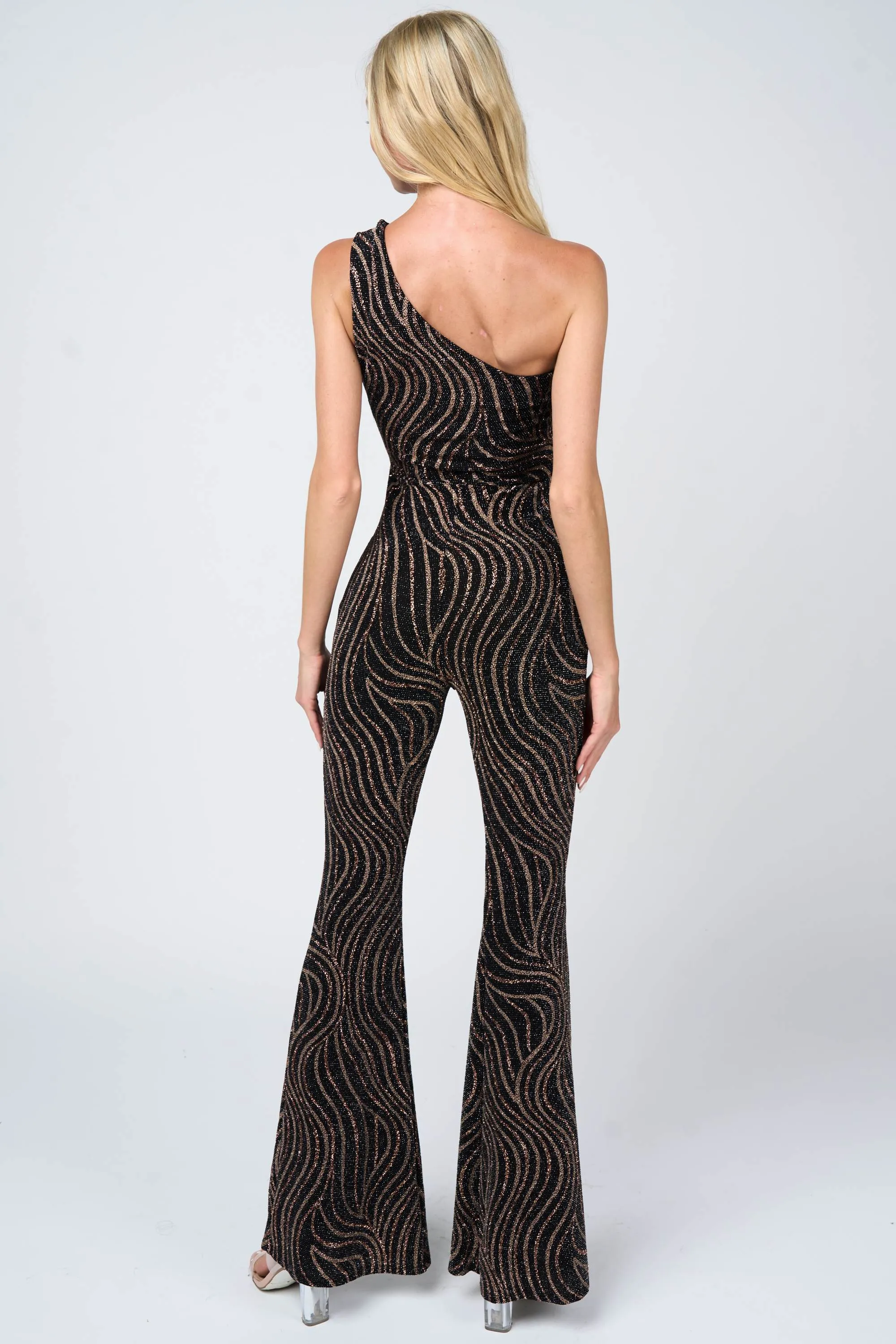LUXE METALLIC GLITTER LUREX ONE SHOULDER JUMPSUIT sold by privy product image thumbnail 3