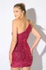 SEXY SEQUINS ONE SHOULDER SHEER SIDE MINI DRESS sold by privy