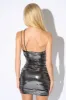 LUXE METALLIC SLINKY FOILED SIDE CUTOUT MINI DRESS sold by privy