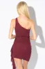 LUXE GLITTER MESH ONE SHOULDER RUFFLED DRAP DRESS sold by privy