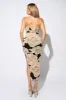 FLORAL PRINT MESH SPAGHETTI STRAPS MIDI DRESS sold by privy