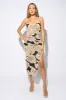 FLORAL PRINT MESH SPAGHETTI STRAPS MIDI DRESS sold by privy
