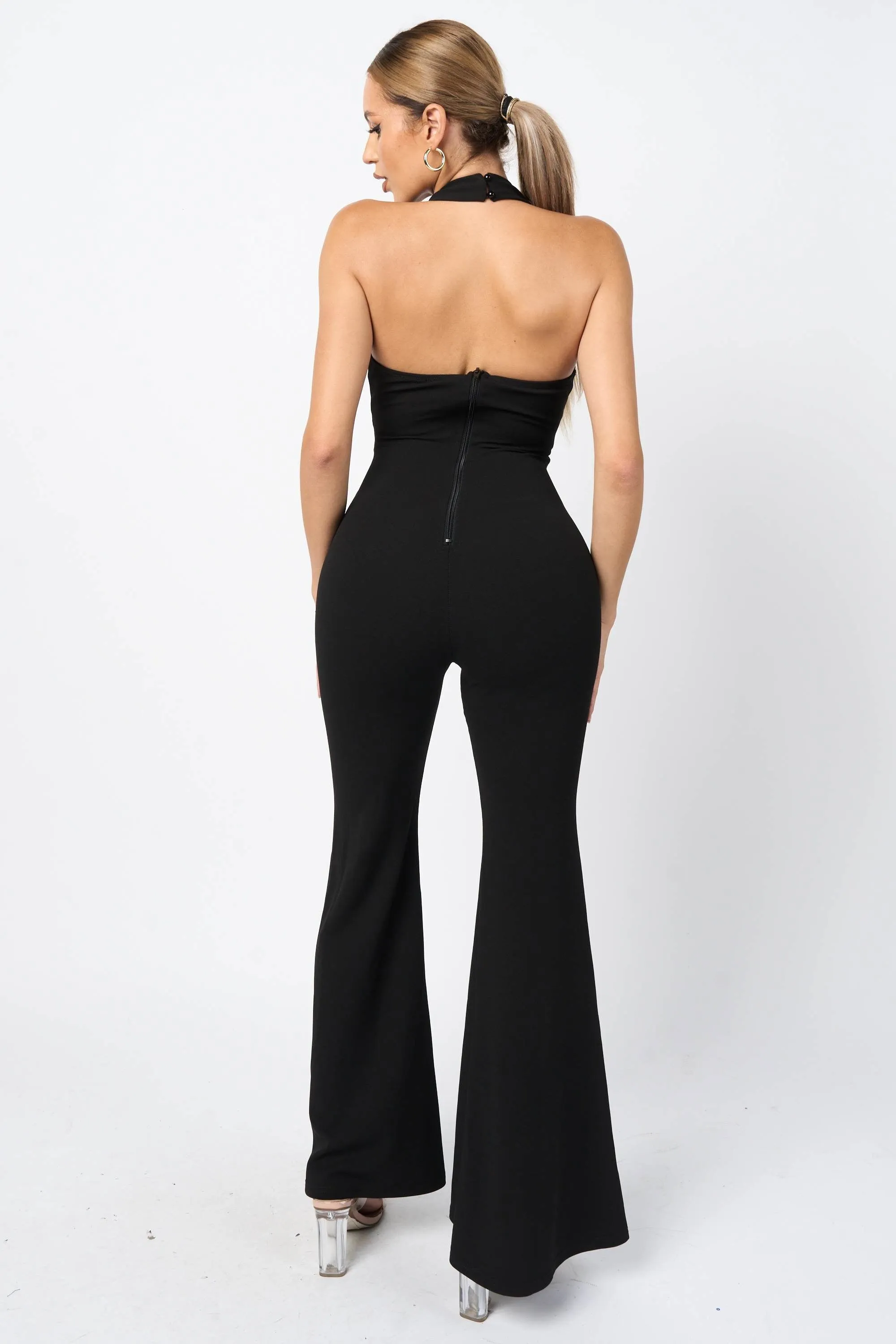 LUXE TECHNO CREPE SILVER BUCKLED HALTER JUMPSUIT sold by privy product image thumbnail 4