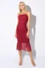 LUXE MESH SLEEVELESS RUFFLED RUCHED HEM MIDI DRESS sold by privy