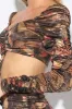 CHIC ABSTRACT PRINT FOILED CROP TOP & SKIRT SETS sold by privy