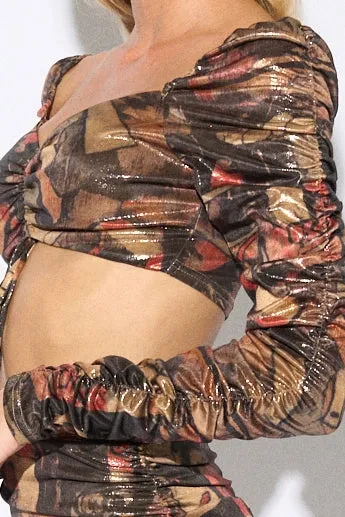 CHIC ABSTRACT PRINT FOILED CROP TOP & SKIRT SETS sold by privy product image thumbnail 5