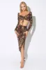 CHIC ABSTRACT PRINT FOILED CROP TOP & SKIRT SETS sold by privy
