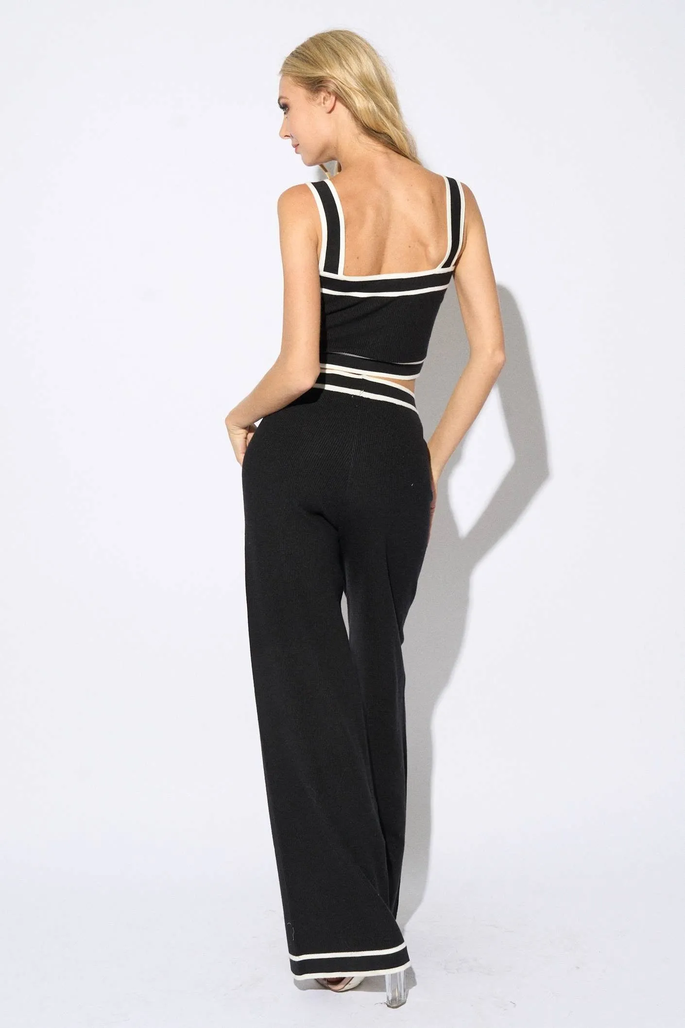 RIB SWEATER CAMI CROPPED TOP & WIDE LEGS PANTS SET sold by privy product image thumbnail 3