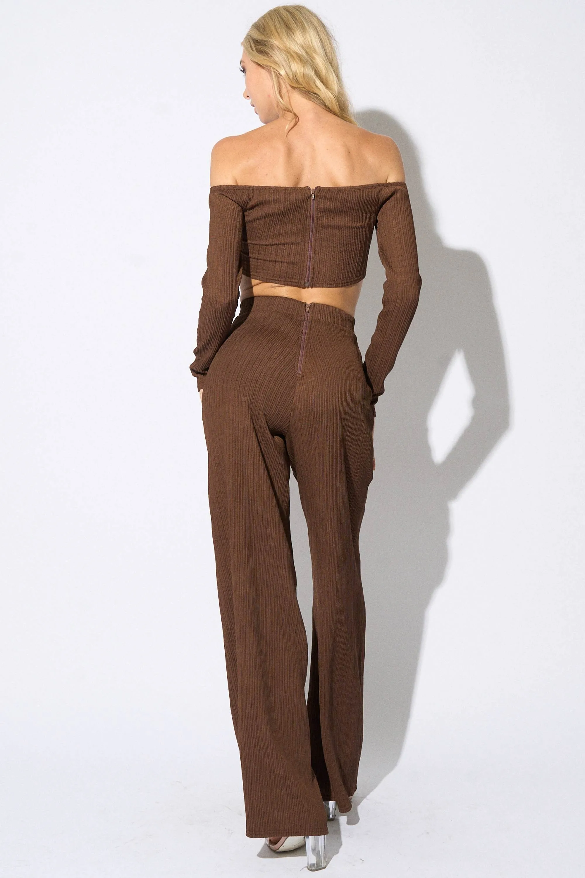 CHIC TEXTURE KNIT CROPPED TOP & WIDE LEG PANTS SET sold by privy product image thumbnail 3