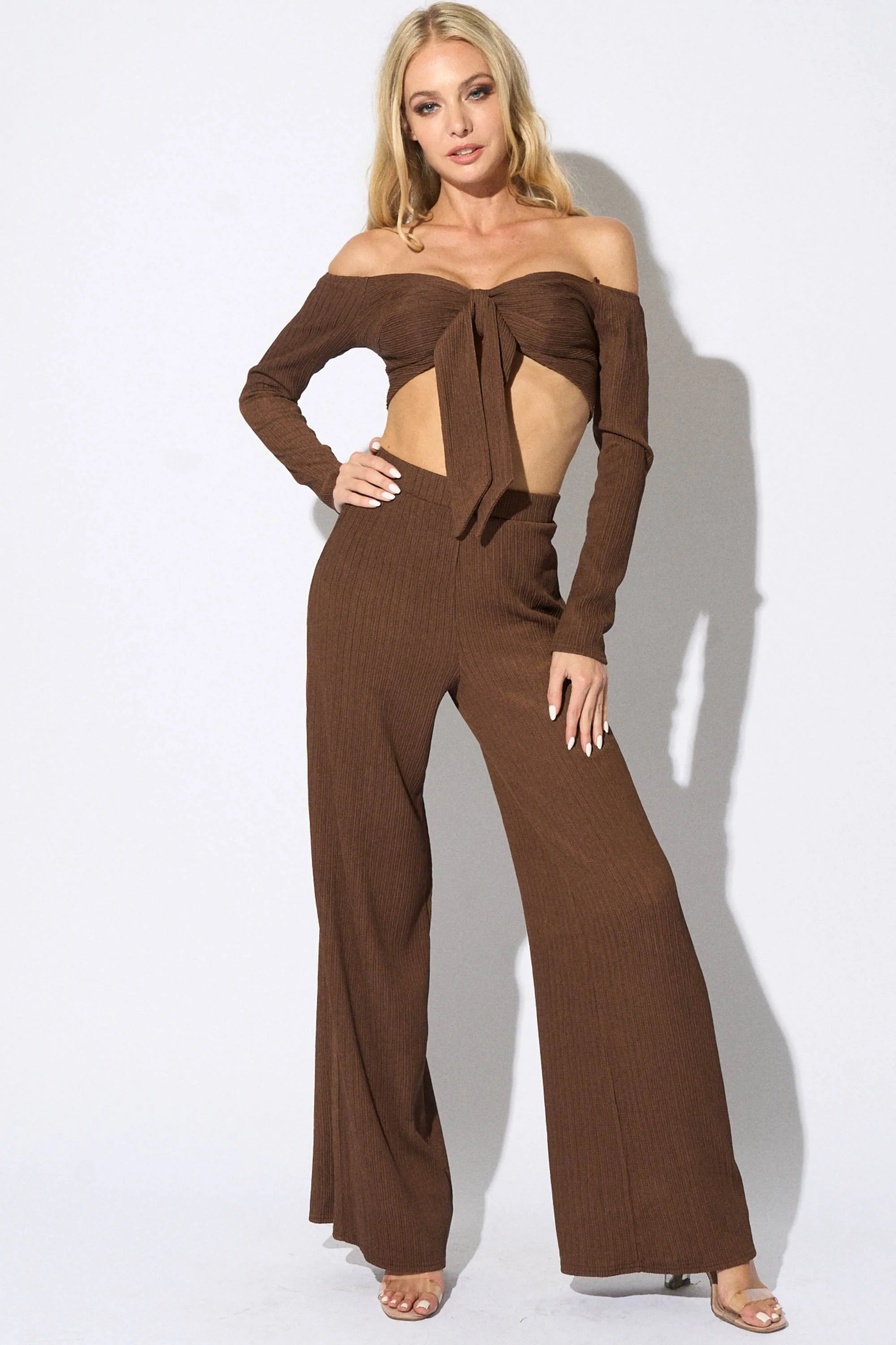 CHIC TEXTURE KNIT CROPPED TOP & WIDE LEG PANTS SET sold by privy product image thumbnail 4