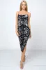 LUXE FLORAL VELVET BURNOUT COWL NECK MIDI DRESS sold by privy