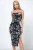 LUXE FLORAL VELVET BURNOUT COWL NECK MIDI DRESS sold by privy
