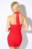 PD76748N-W / SEXY RHINESTONE MESH HALTER RUCHED MINI DRESS sold by privy