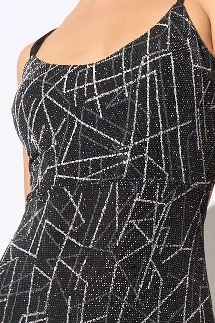 LUXE SLINKY GLITTER ABSTRACT DRAWSTRING MIDI DRESS sold by privy product image thumbnail 5