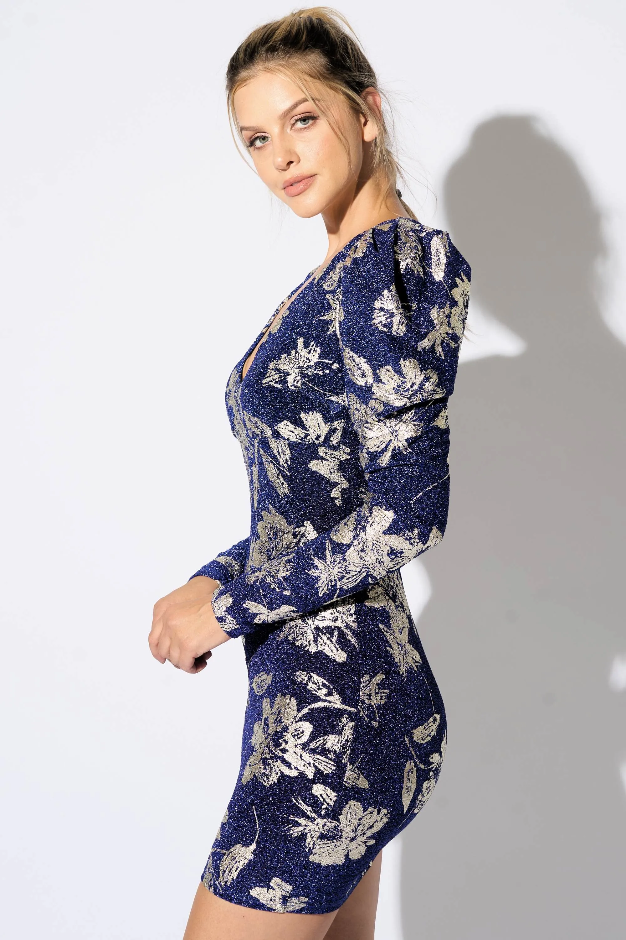 MPD1189-W / LUXE METALLIC LUREX FLORAL PRINT MINI DRESS sold by privy product image thumbnail 2