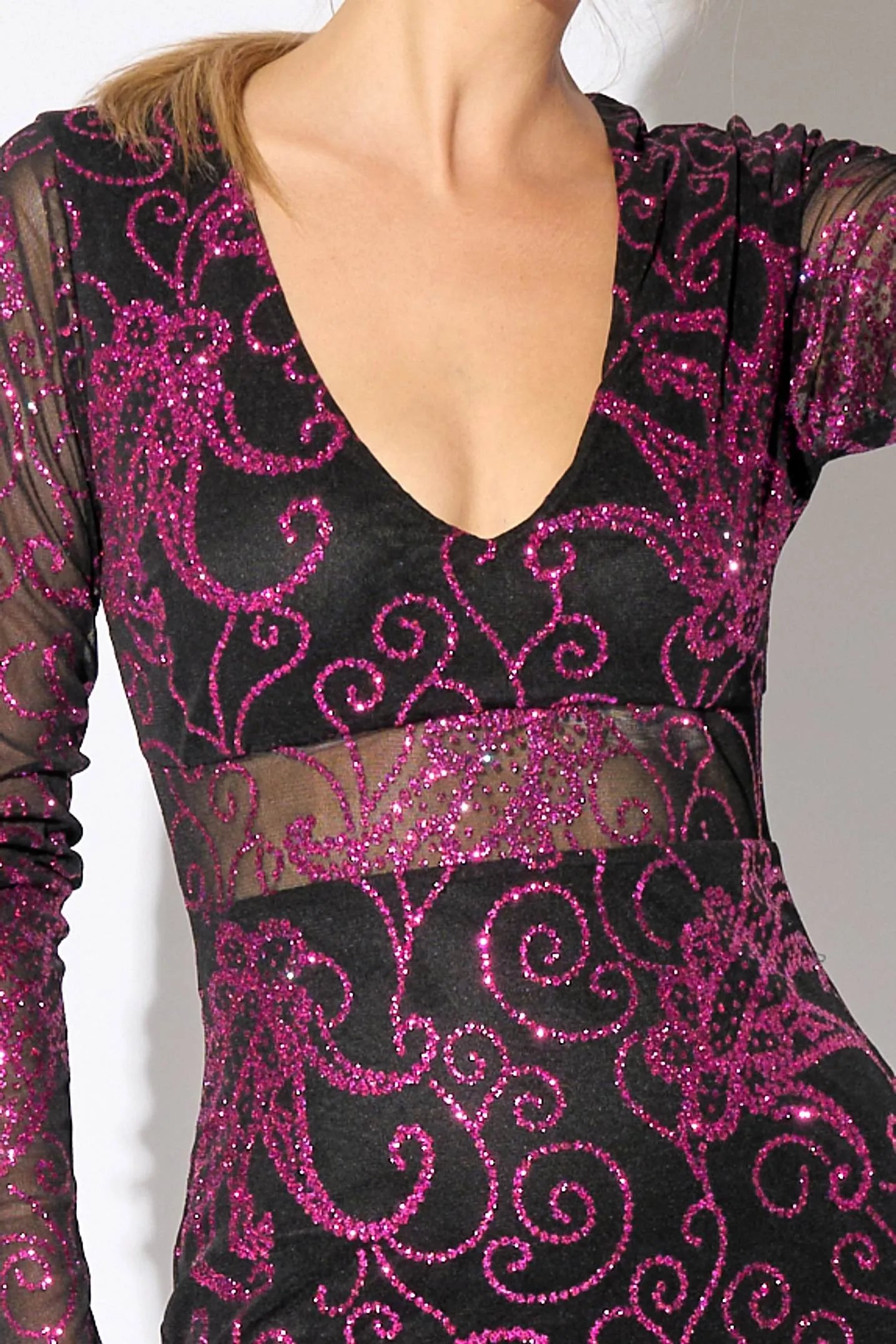 MPD1159-A / LUXE MESH SEQUINS PATTERN SEE-THRU MINI DRESS sold by privy product image thumbnail 5