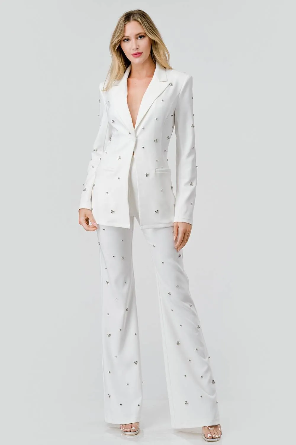 AS5017K / RHINESTONES EMBELLISHED BLAZER JACKET & PANTS SET sold by privy product image thumbnail 4