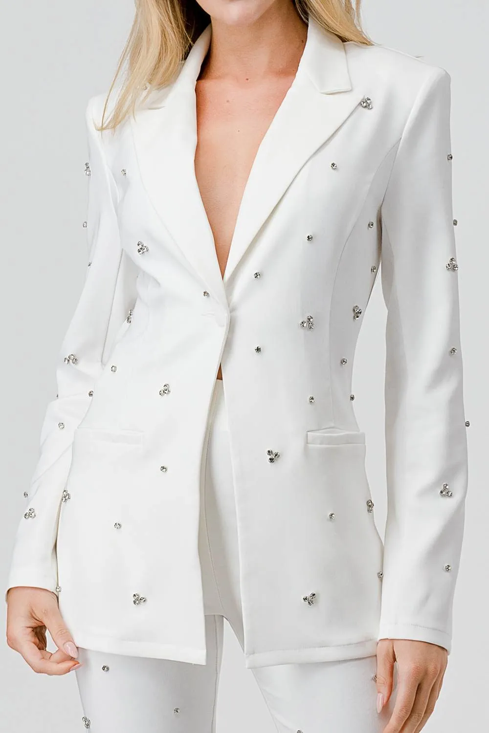 AS5017K / RHINESTONES EMBELLISHED BLAZER JACKET & PANTS SET sold by privy product image thumbnail 5