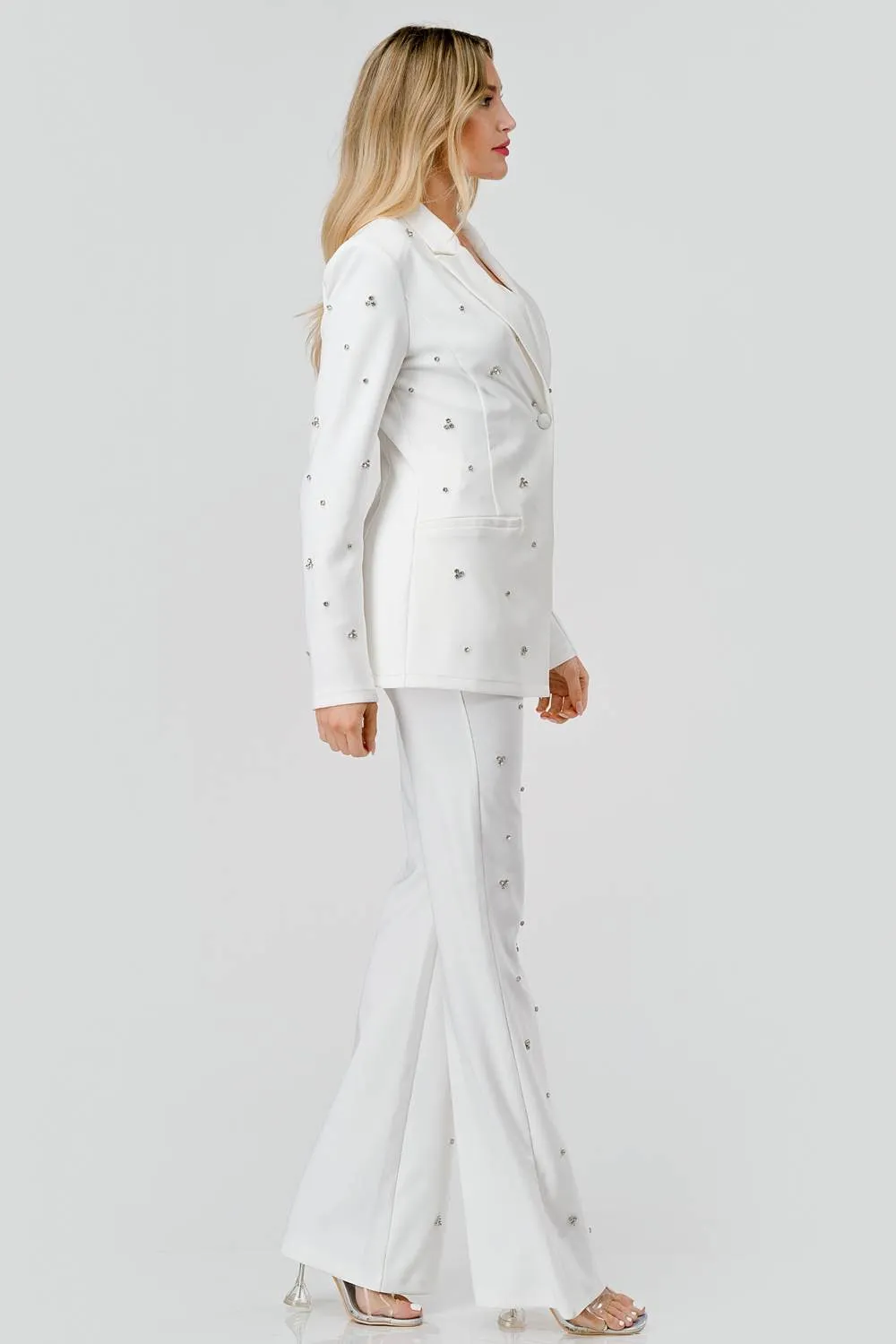 AS5017K / RHINESTONES EMBELLISHED BLAZER JACKET & PANTS SET sold by privy product image thumbnail 2