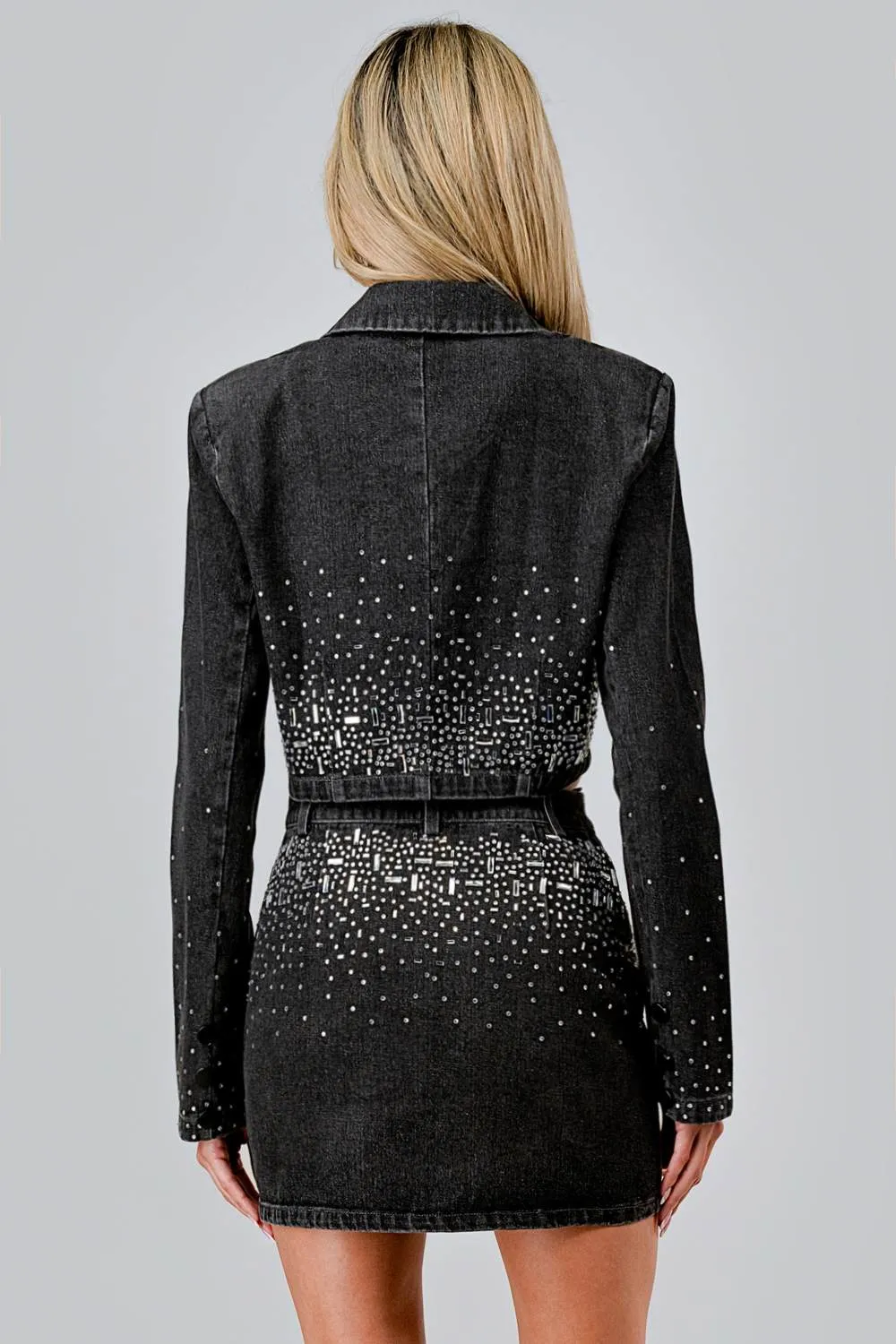 AS5065E / DENIM HOTFIX EMBELLISHED JACKET & MINI SKIRT SETS sold by privy product image thumbnail 3
