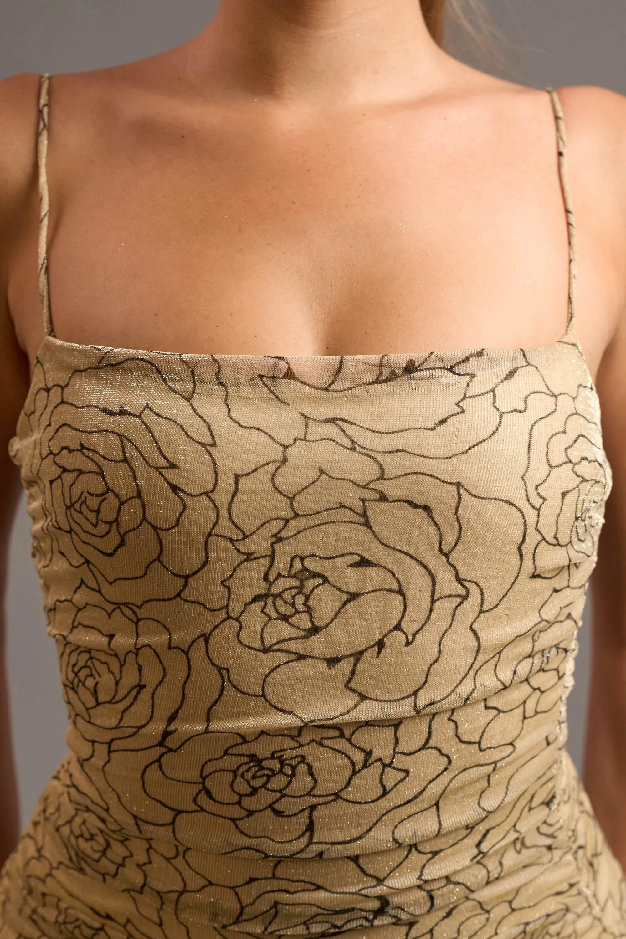 FLORAL PRINT METALLIC SHINING RUFFLED MINI DRESS sold by privy product image thumbnail 5