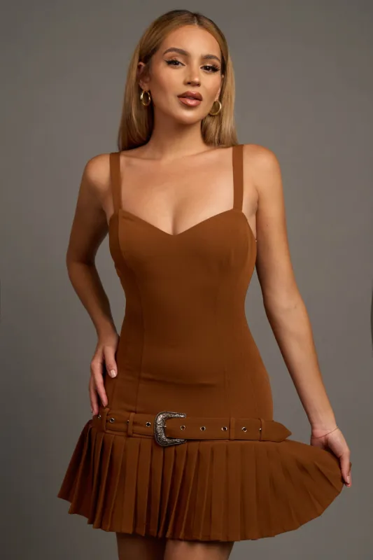 CHIC SWEETHEART WAIST BELTED PLEATED SKIRT DRESS sold by privy