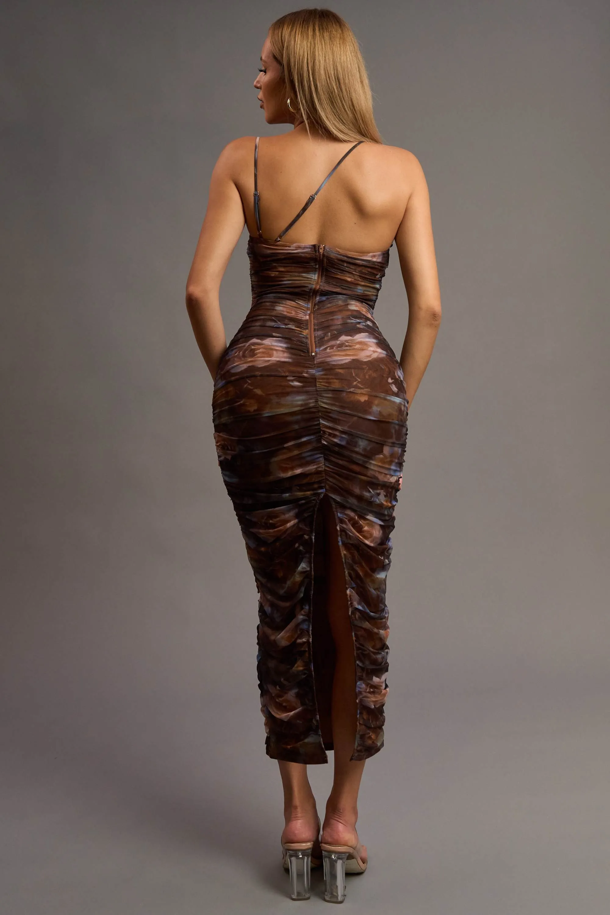 PD78097B / ROMANTIC FLORAL PRINT MESH SWEETHEART MIDI DRESS sold by privy product image thumbnail 3