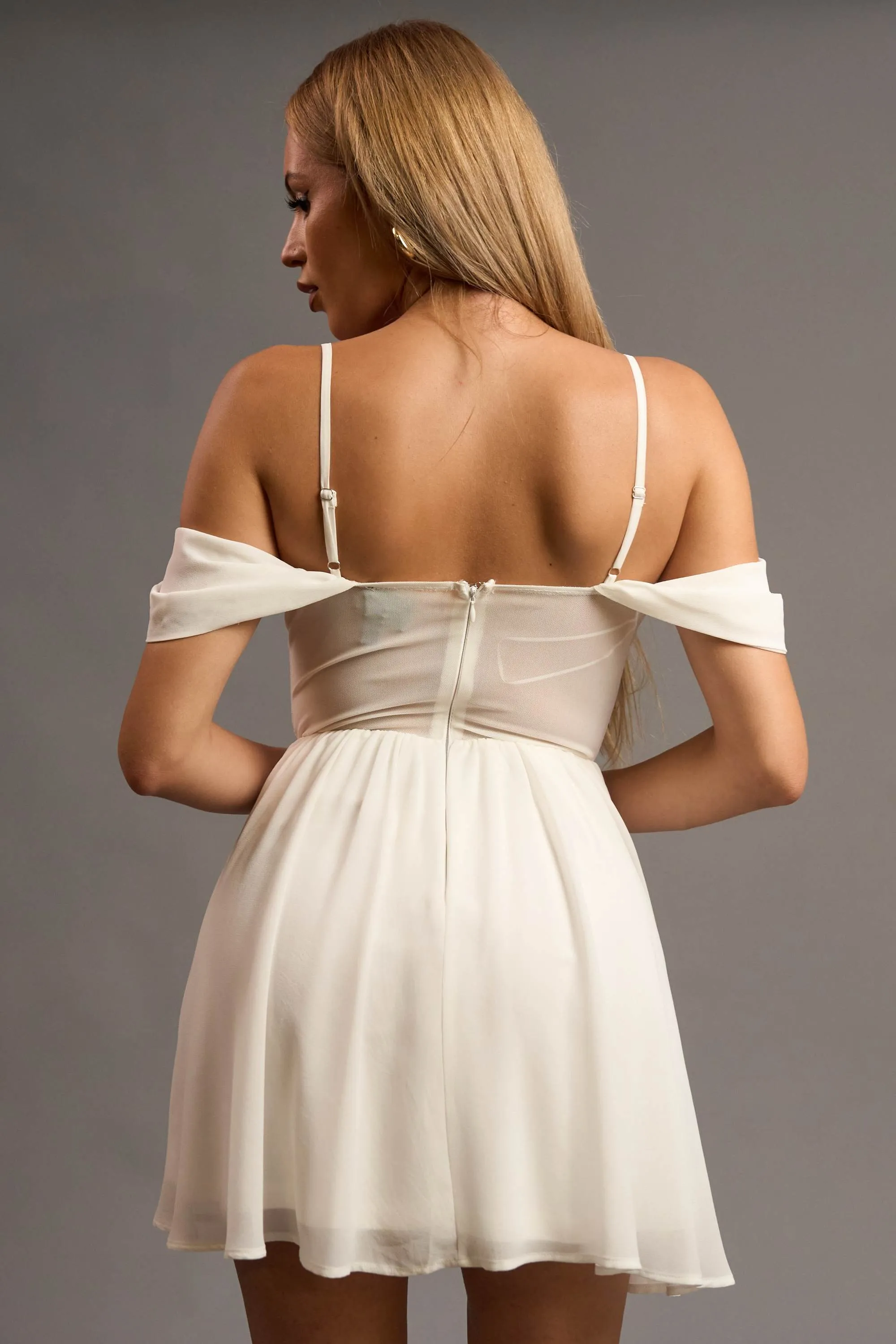 ROMANTIC CHELSEA CHIFFON & MESH SKATER MINI DRESS sold by privy product image thumbnail 3